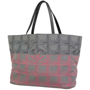 Chanel New Travel Line Tote MM Coco Mark Handbag, Nylon Jacquard, Gray/Pink, ...